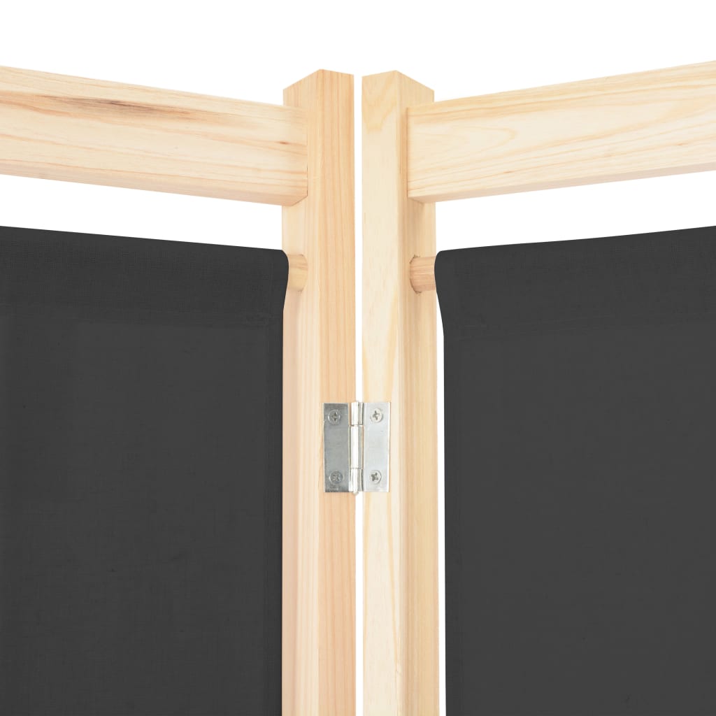 5-Panel Room Divider Grey 200x170x4 cm Fabric