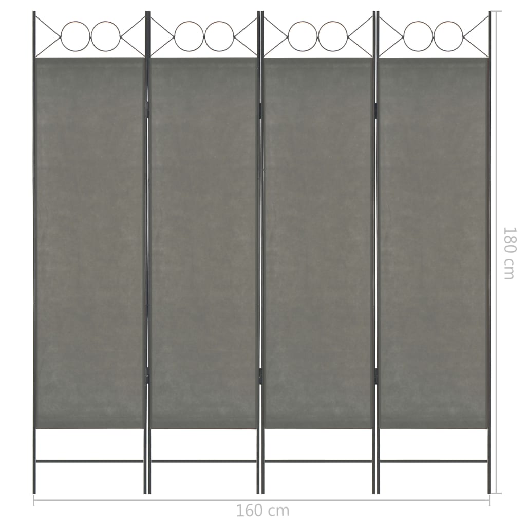 4-Panel Room Divider Anthracite 160x180 cm