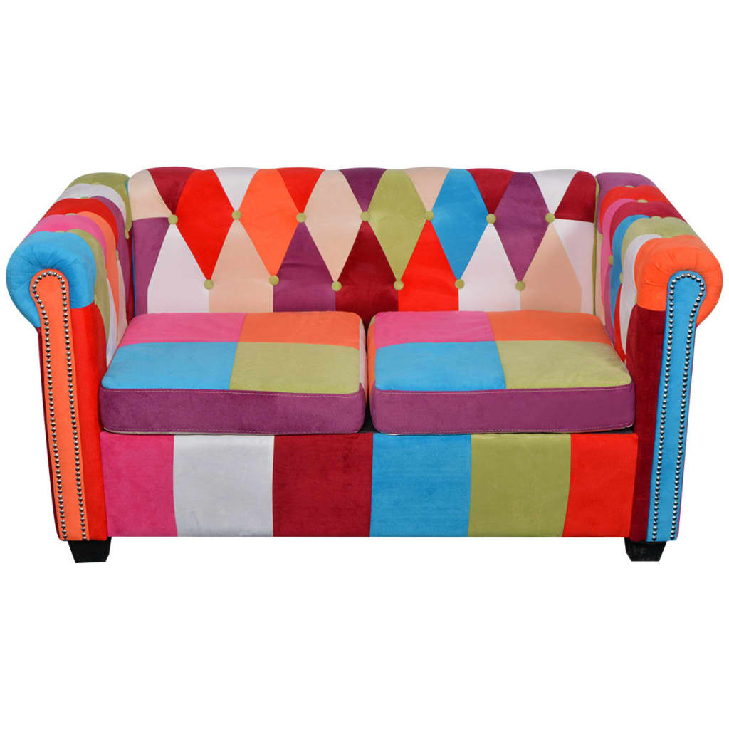 2 Piece Chesterfield Sofa Set Fabric