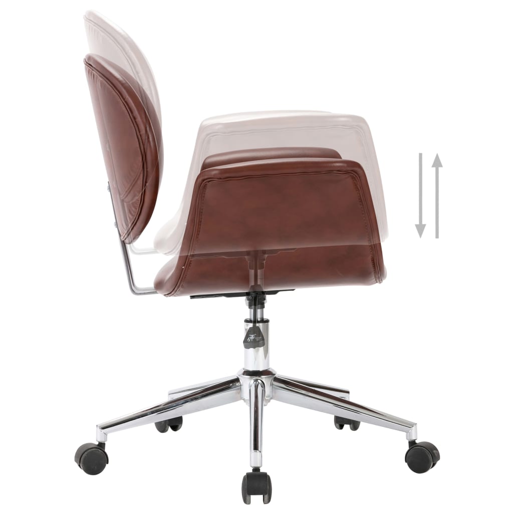 Swivel Office Chair Brown Faux Leather