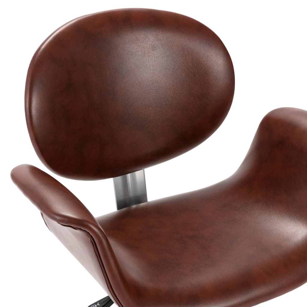 Swivel Office Chair Brown Faux Leather