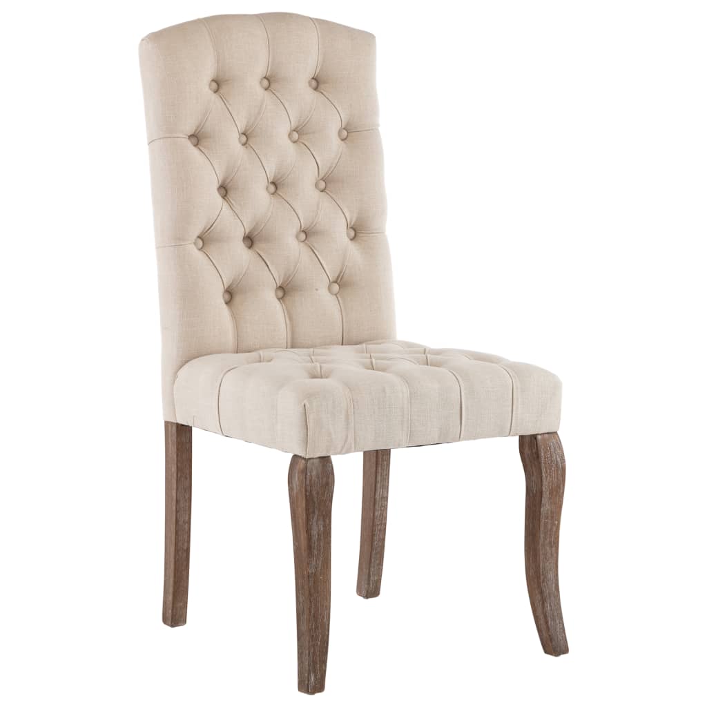 Dining Chairs 2 pcs Beige Linen-Look Fabric