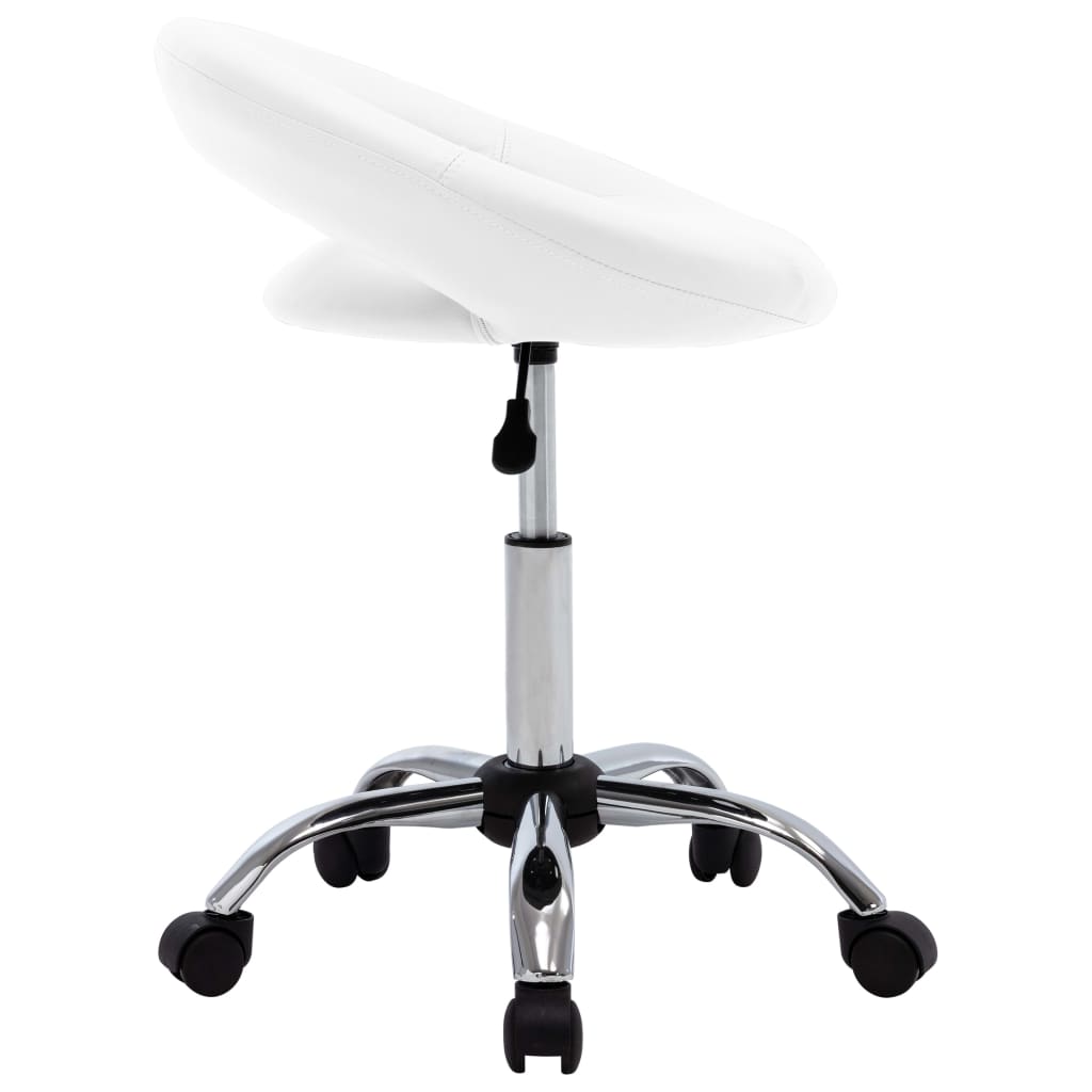 Rolling Work Chair White Faux Leather