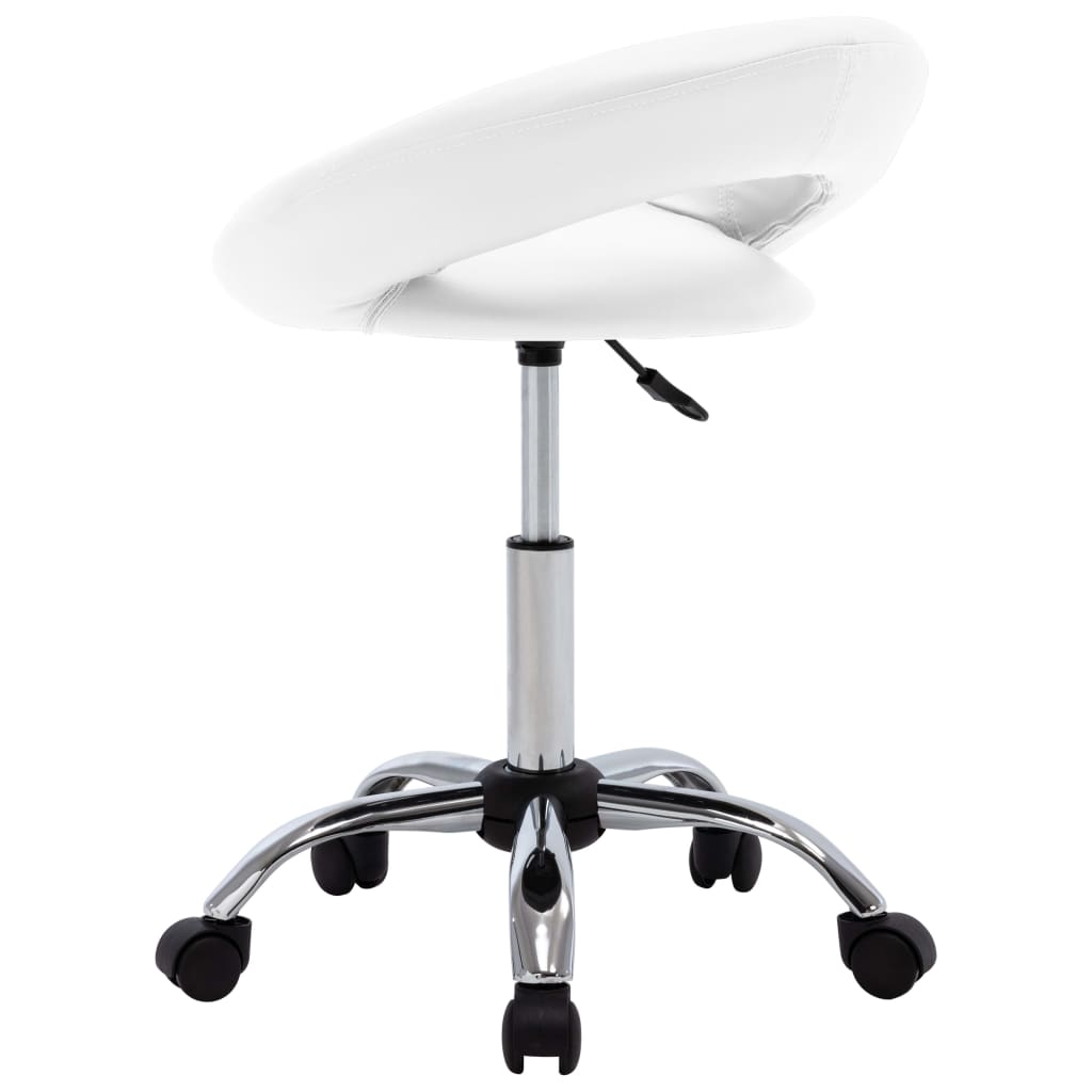 Rolling Work Chair White Faux Leather