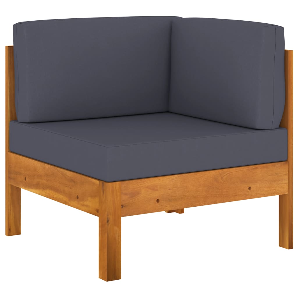 5 Piece Garden Lounge Set with Dark Grey Cushions Acacia Wood