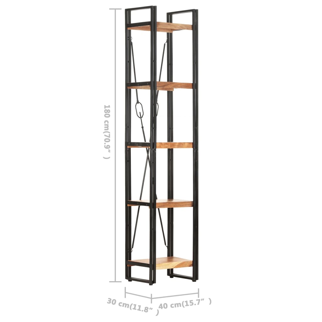 5-Tier Bookcase 40x30x180 cm Solid Acacia Wood