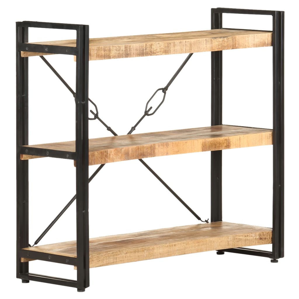 3-Tier Bookcase 90x30x80 cm Solid Mango Wood
