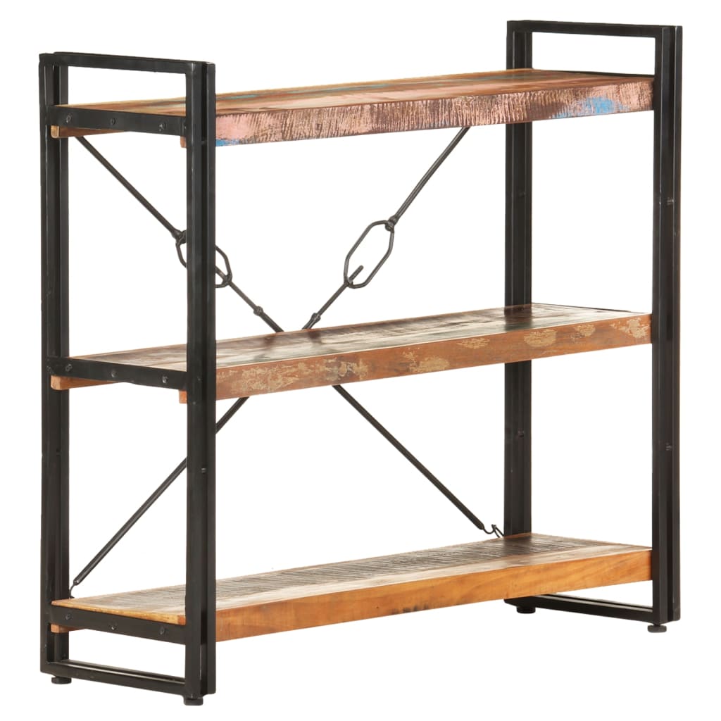 3-Tier Bookcase 90x30x80 cm Solid Reclaimed Wood