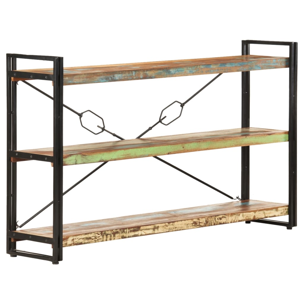 3-Tier Bookcase 140x30x80 cm Solid Reclaimed Wood