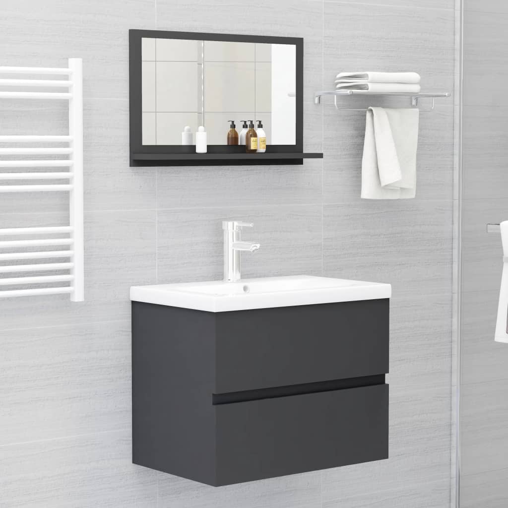 Bathroom Mirror Grey 60x10.5x37 cm Engineered Wood