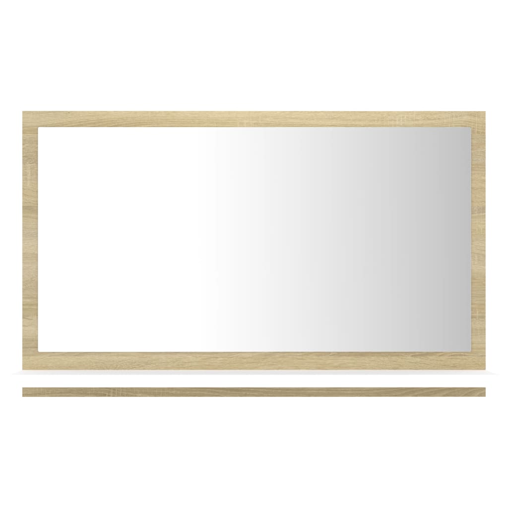 Bathroom Mirror White and Sonoma Oak 60x10.5x37 cm Engineered Wood