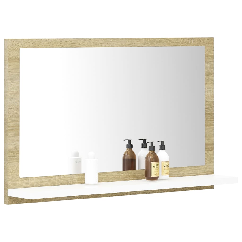 Bathroom Mirror White and Sonoma Oak 60x10.5x37 cm Engineered Wood