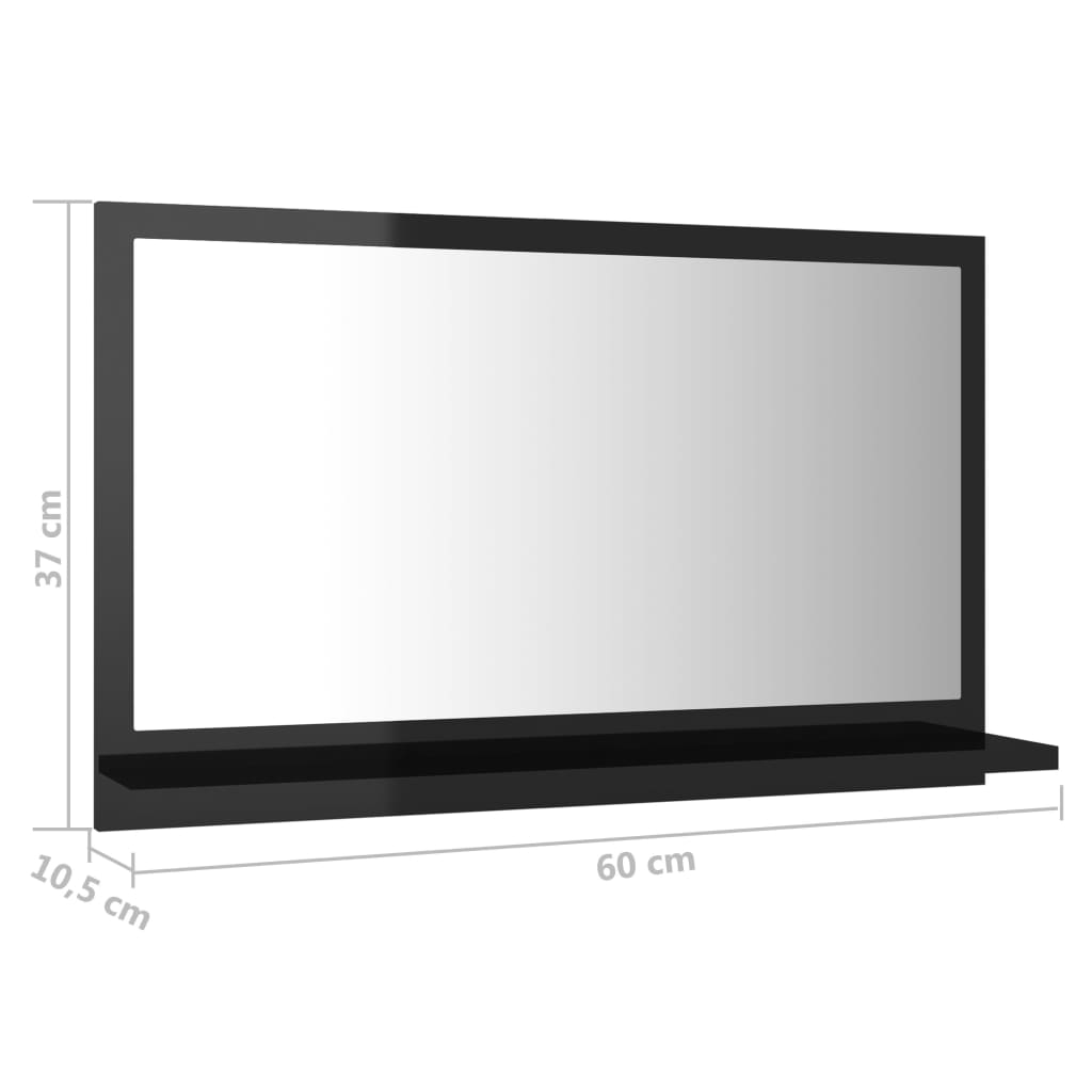 Bathroom Mirror High Gloss Black 60x10.5x37 cm Engineered Wood