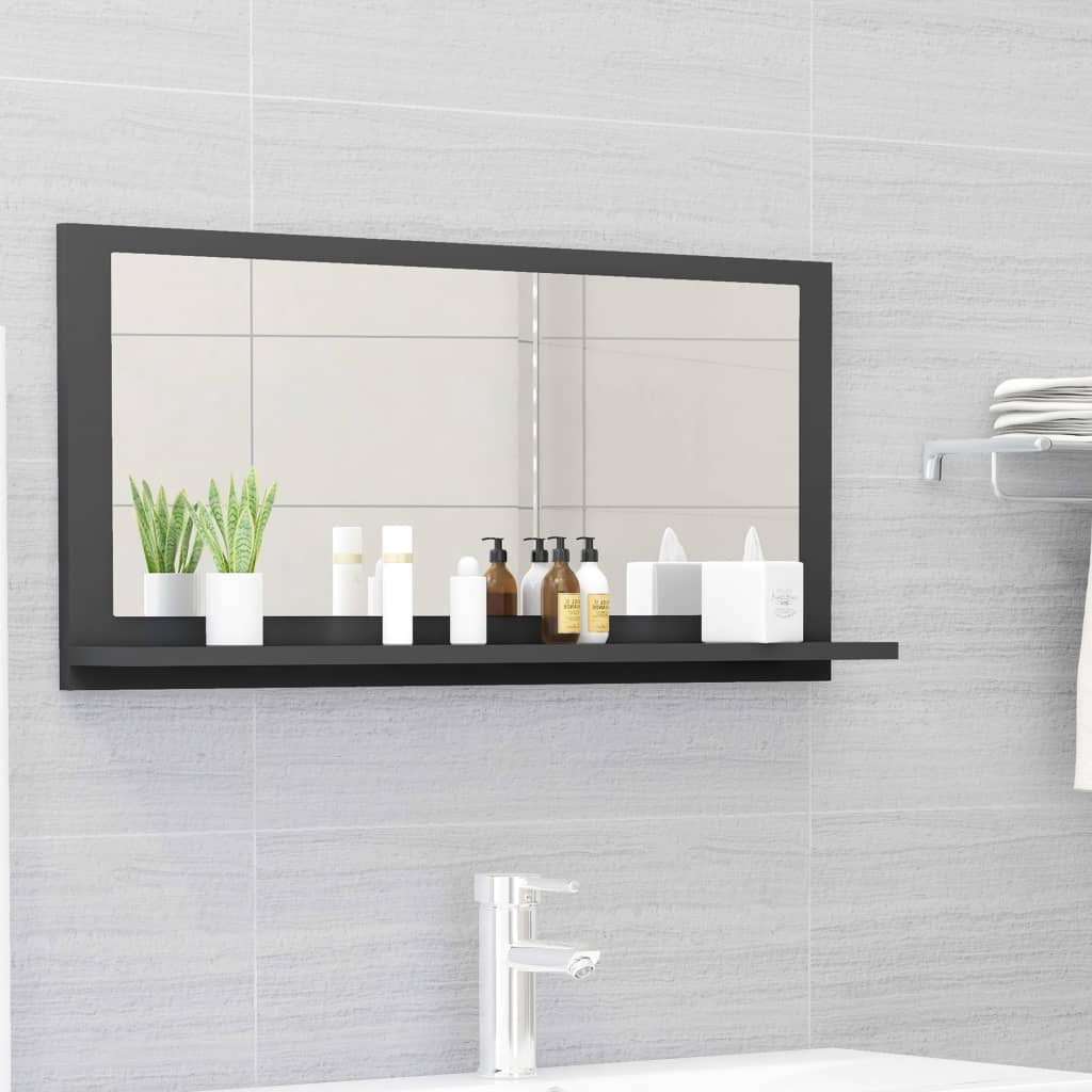 Bathroom Mirror Grey 80x10.5x37 cm Engineered Wood