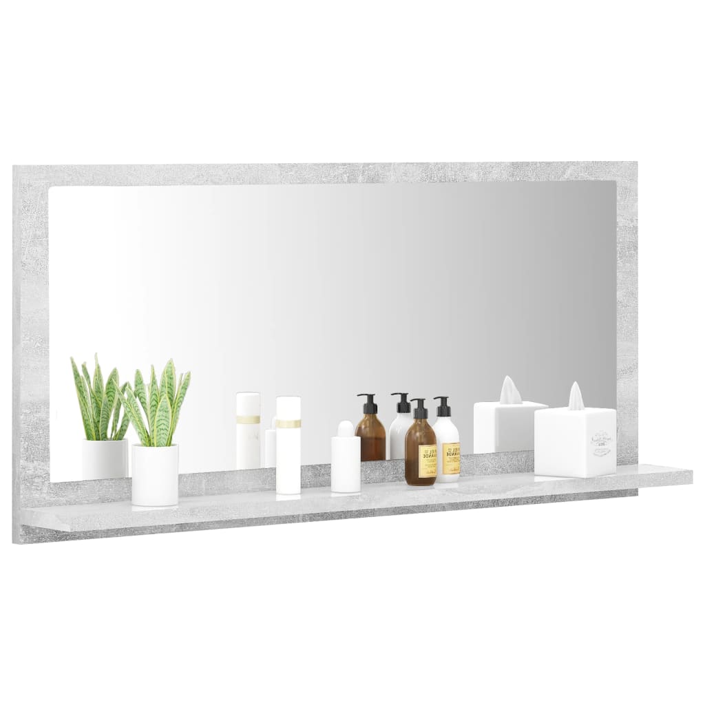 Bathroom Mirror Concrete Grey 80x10.5x37 cm Engineered Wood