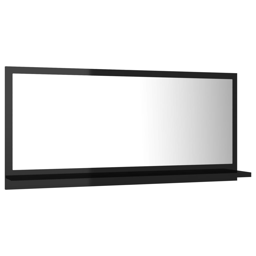 Bathroom Mirror High Gloss Black 80x10.5x37 cm Engineered Wood