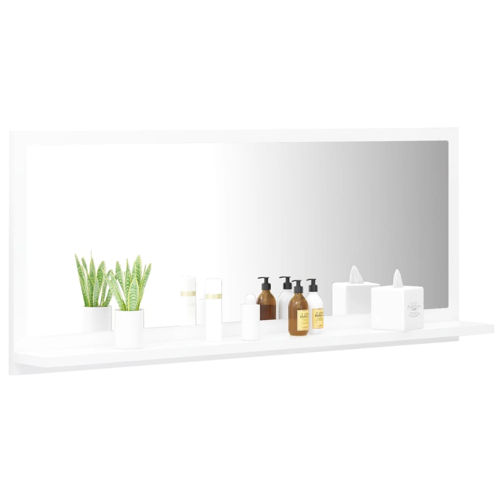 Bathroom Mirror High Gloss White 90x10.5x37 cm Engineered Wood
