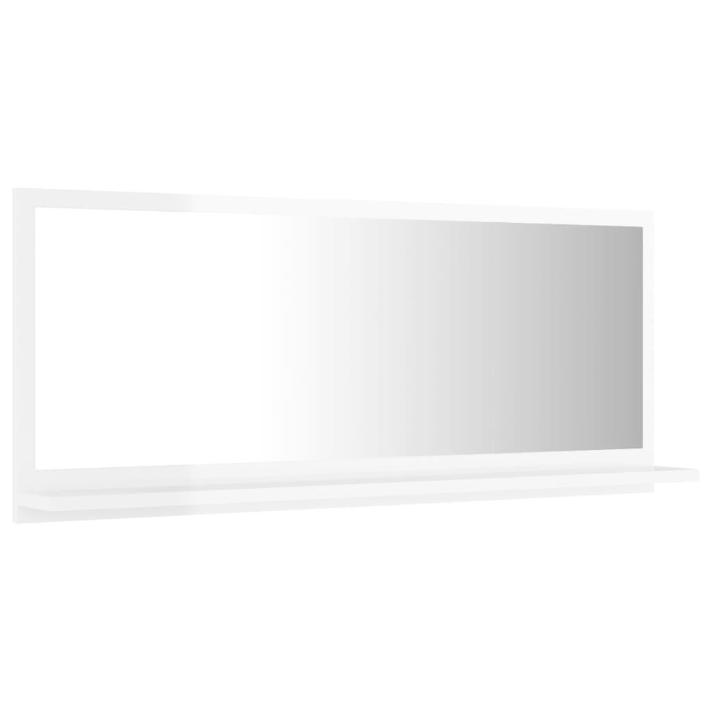 Bathroom Mirror High Gloss White 90x10.5x37 cm Engineered Wood