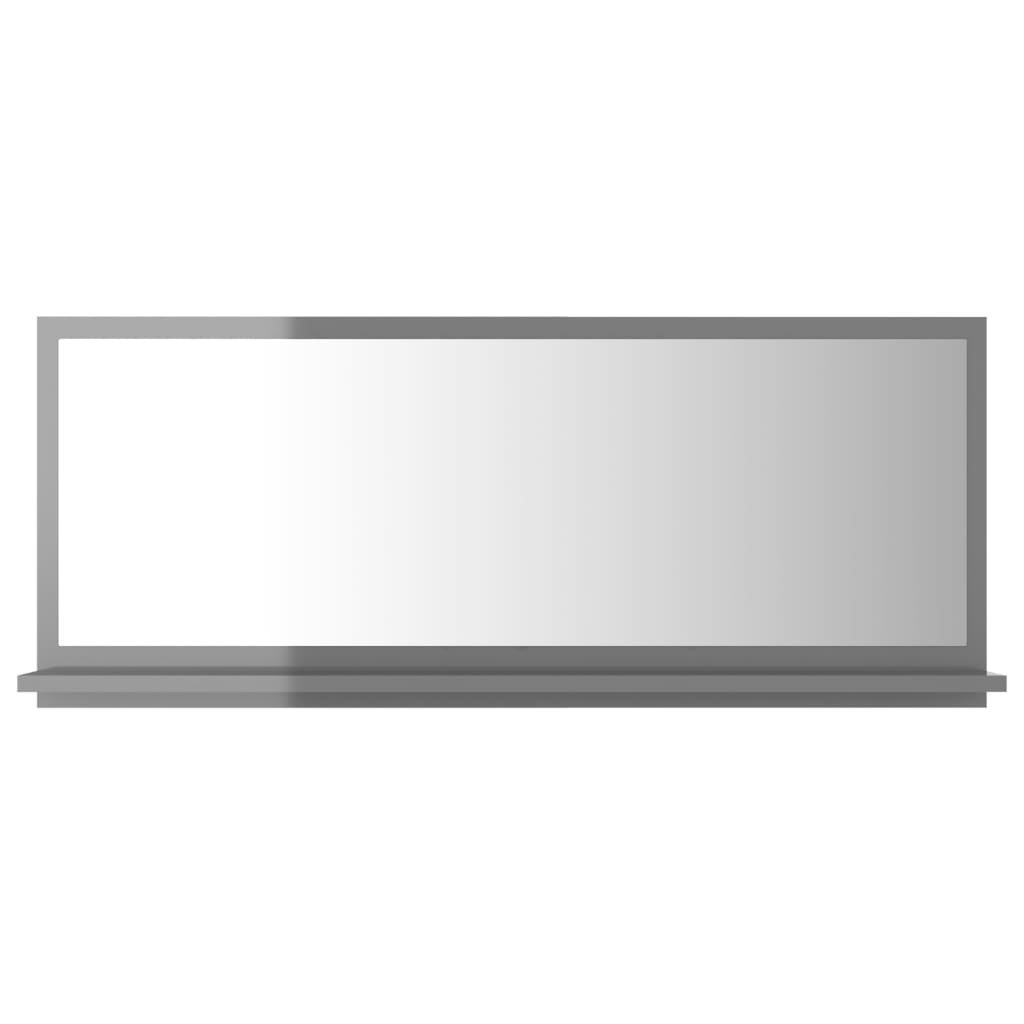 Bathroom Mirror High Gloss Grey 90x10.5x37 cm Engineered Wood