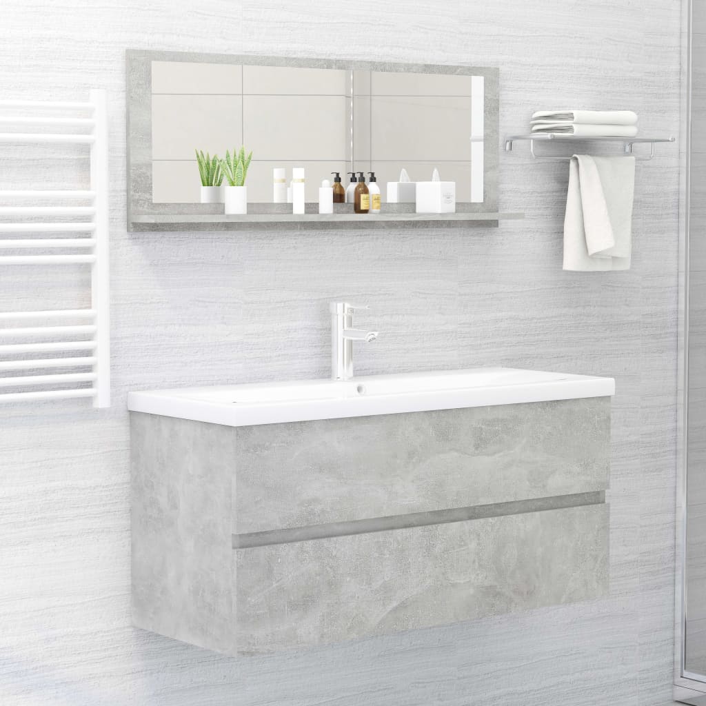 Bathroom Mirror Concrete Grey 100x10.5x37 cm Engineered Wood