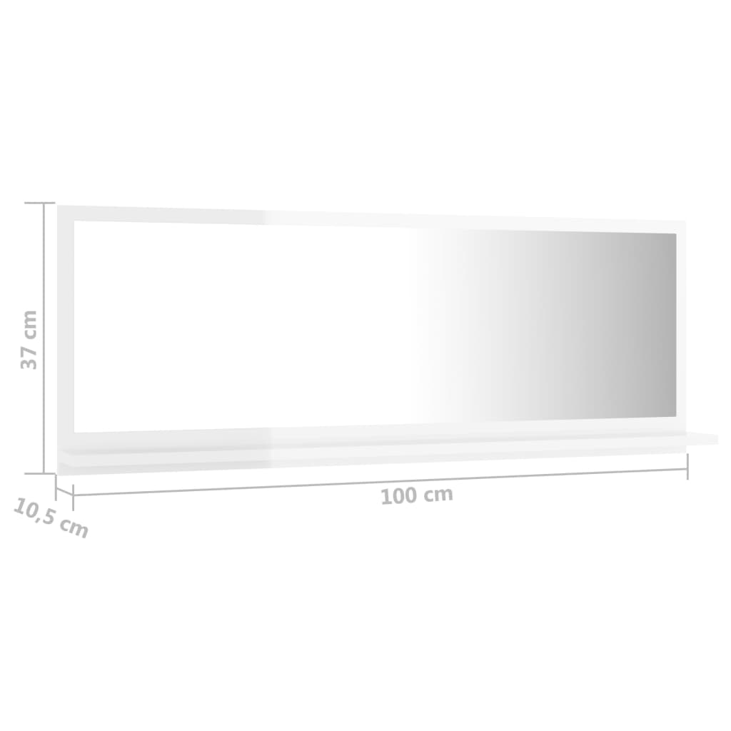 Bathroom Mirror High Gloss White 100x10.5x37 cm Engineered Wood