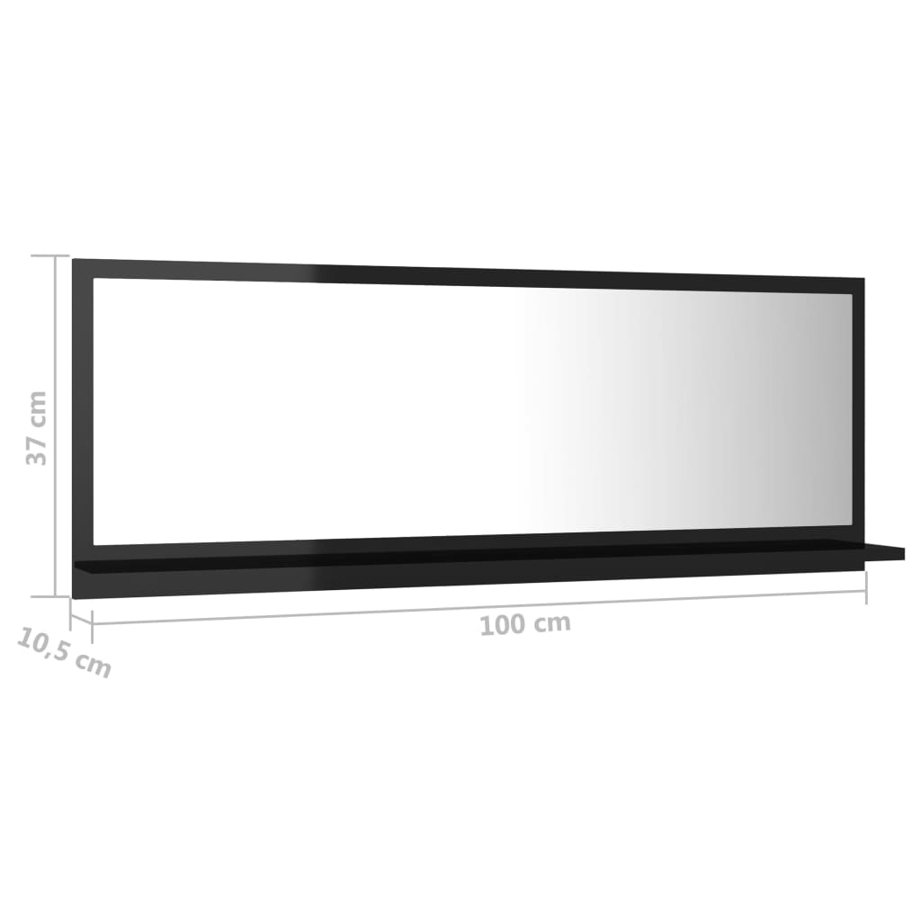 Bathroom Mirror High Gloss Black 100x10.5x37 cm Engineered Wood