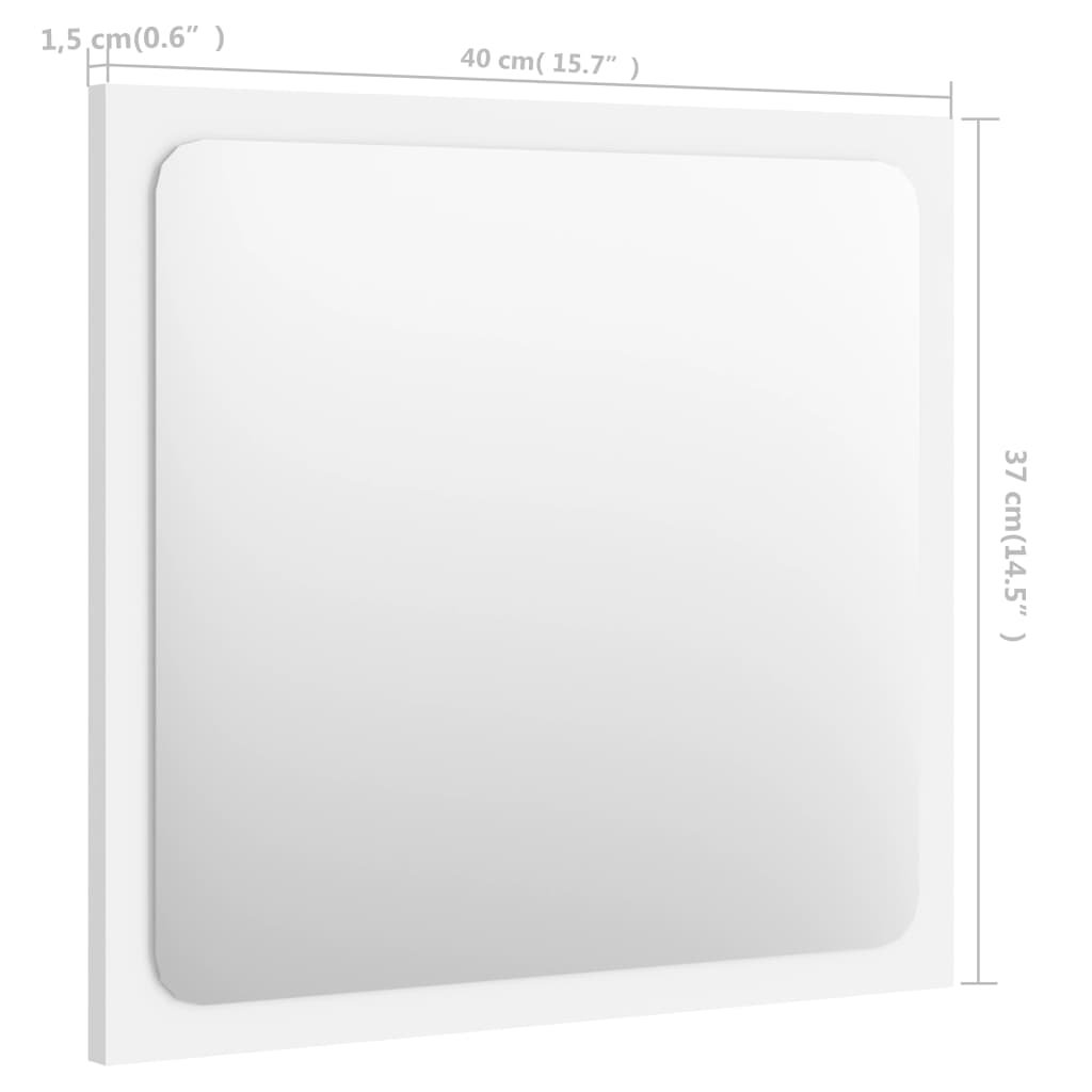 Bathroom Mirror White 40x1.5x37 cm Engineered Wood