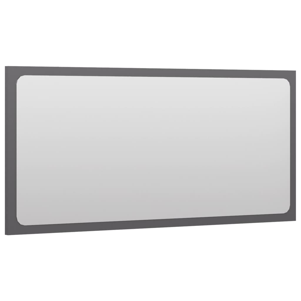 Bathroom Mirror High Gloss Grey 80x1.5x37 cm Engineered Wood