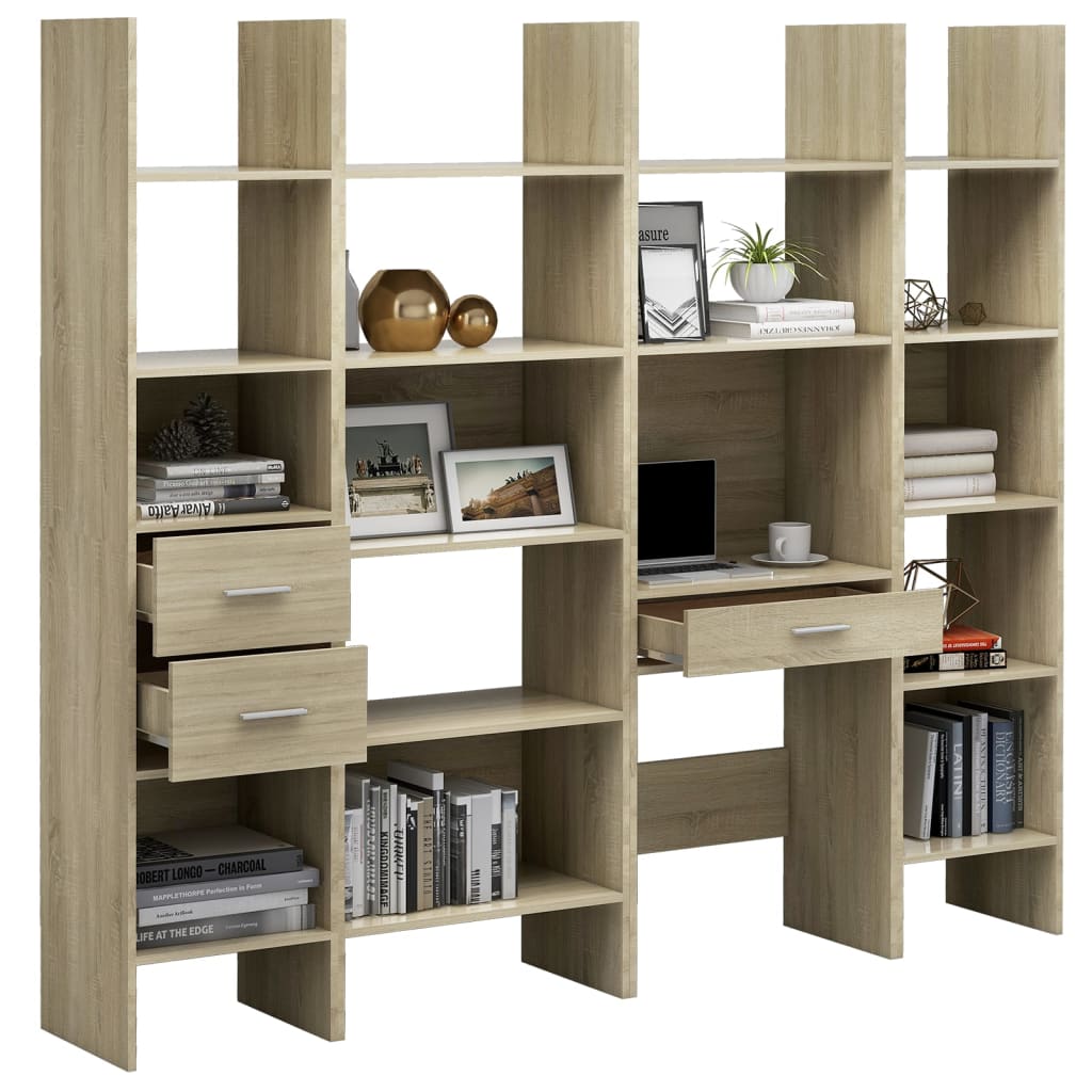 4 Piece Book Cabinet Set Sonoma Oak Engineered Wood