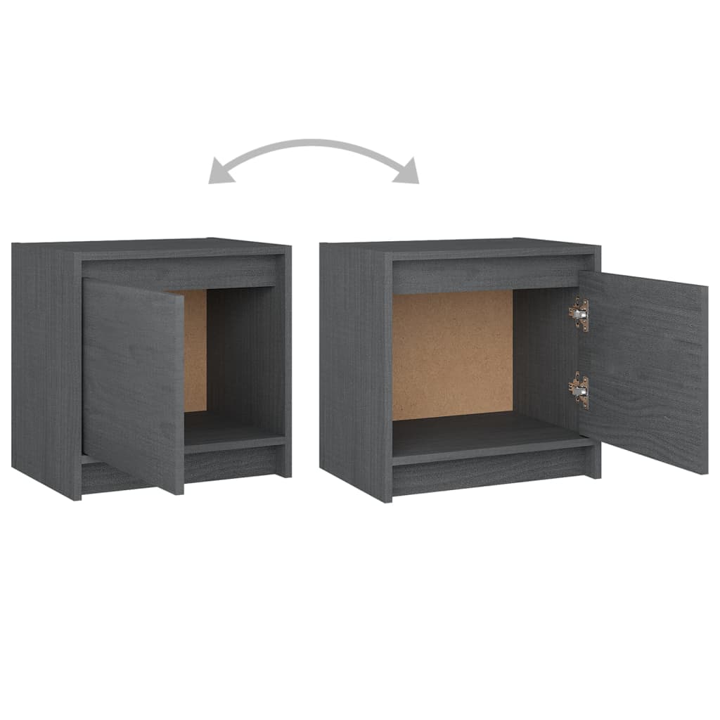 Bedside Cabinets 2 pcs Grey 40x30.5x40 cm Solid Pinewood