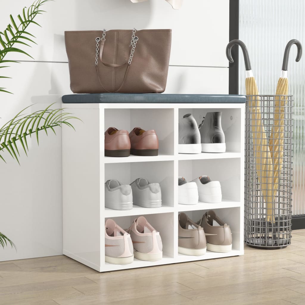 Shoe Cabinet High Gloss White 52.5x30x50 cm