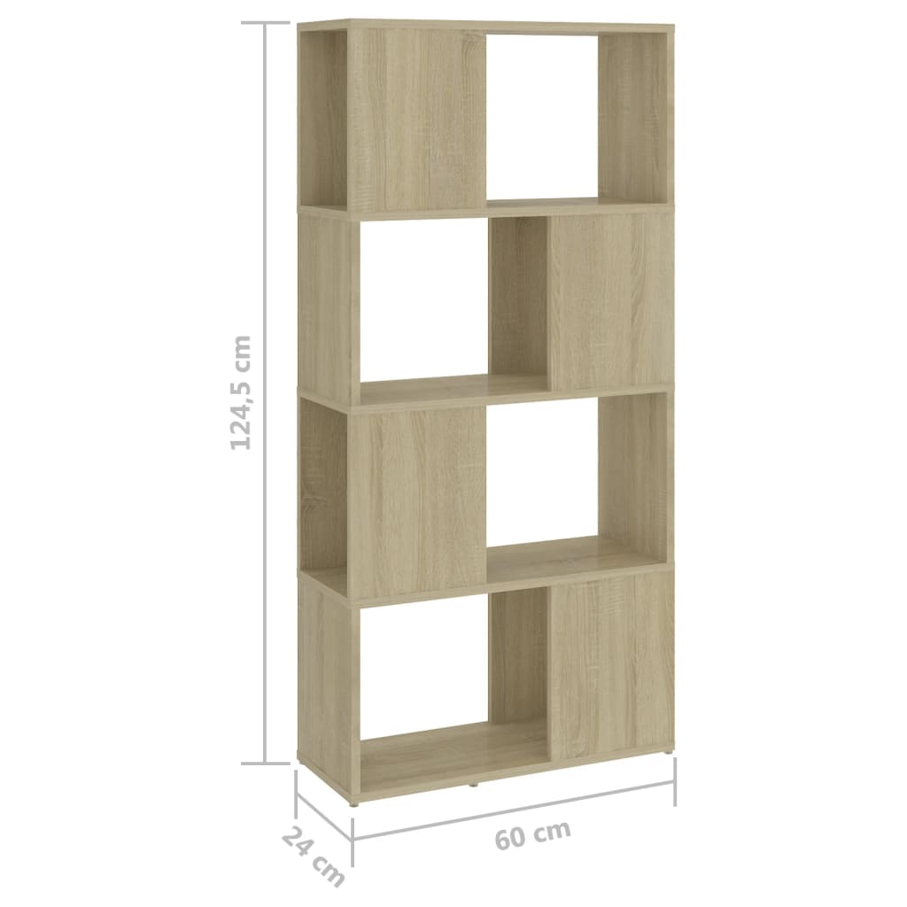 Book Cabinet Room Divider Sonoma Oak 60x24x124.5 cm Engineered Wood