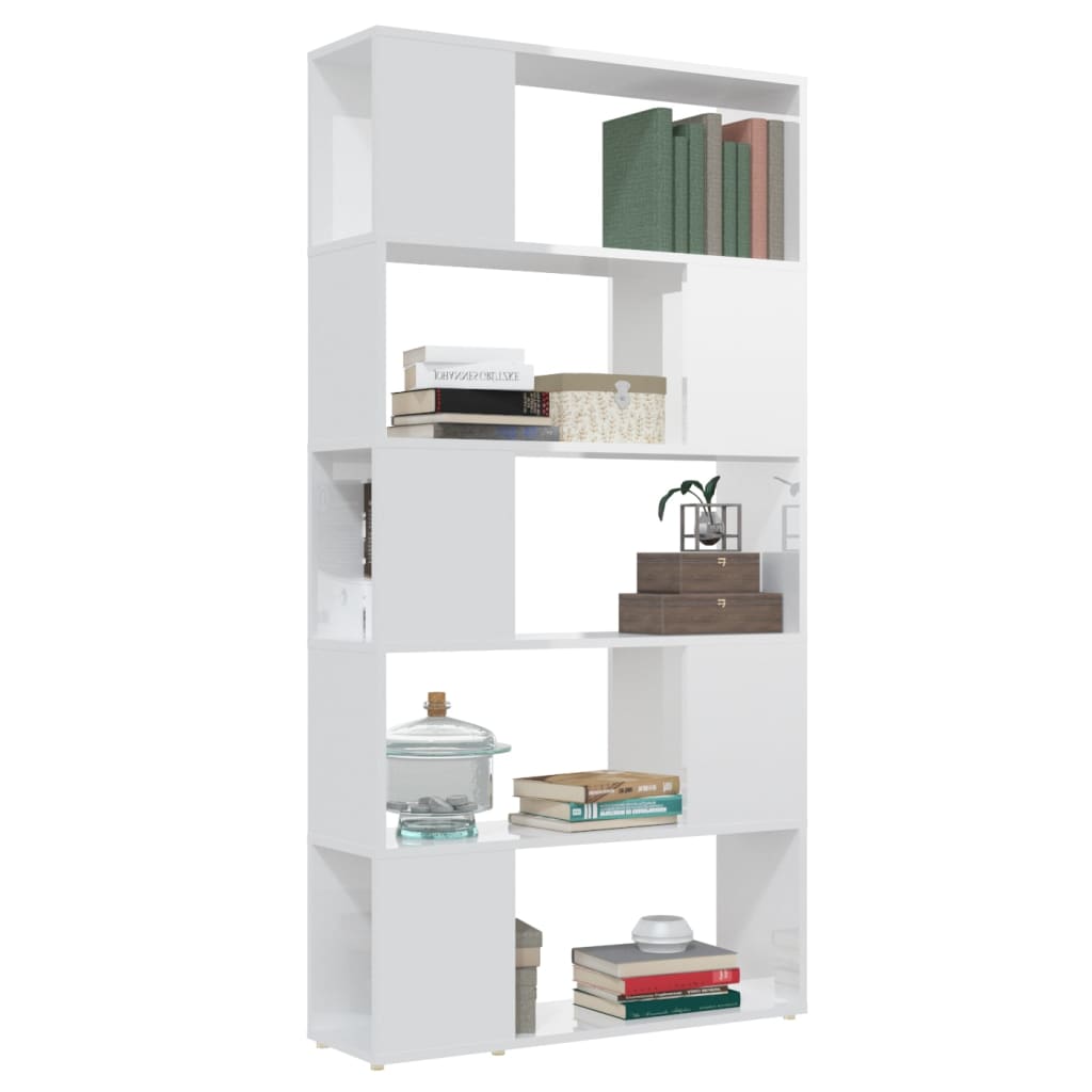 Book Cabinet Room Divider High Gloss White 80x24x155 cm Engineered Wood