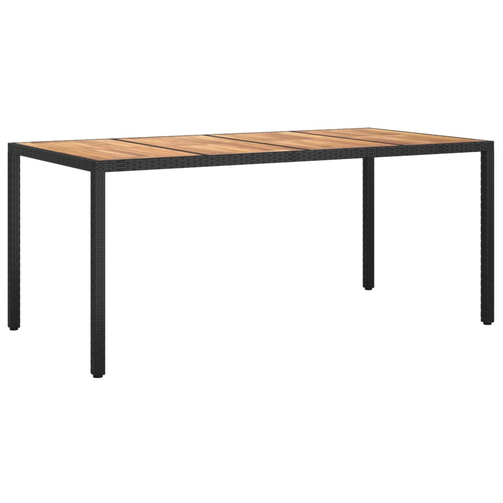 Garden Table 190x90x75 cm Poly Rattan and Acacia Wood Black