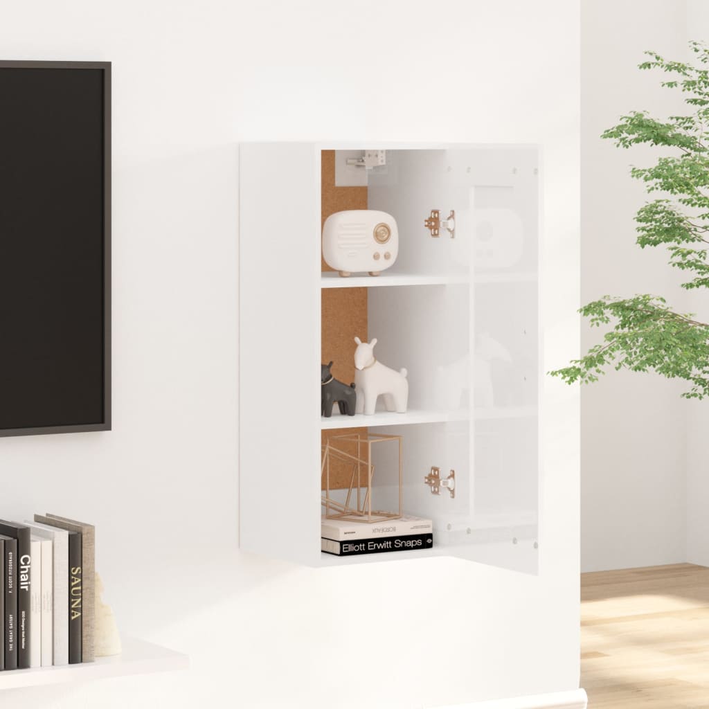 Hanging Cabinet High Gloss White 35x34x90 cm Engineered Wood