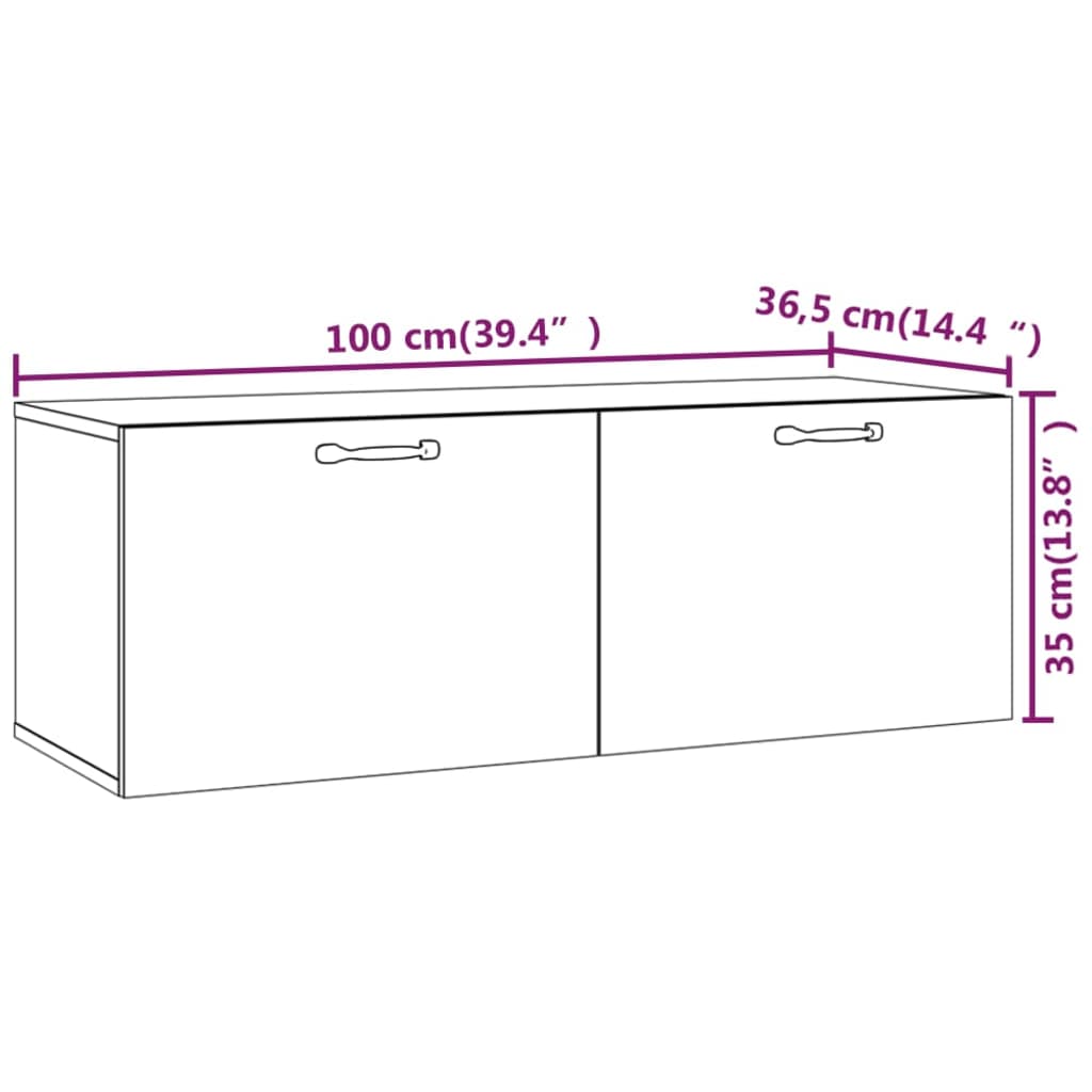 Wall Cabinet High Gloss White 100x36.5x35 cm Engineered Wood