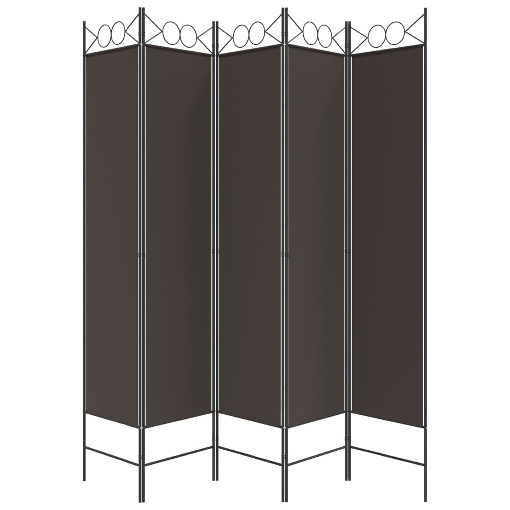 5-Panel Room Divider Brown 200x200 cm Fabric