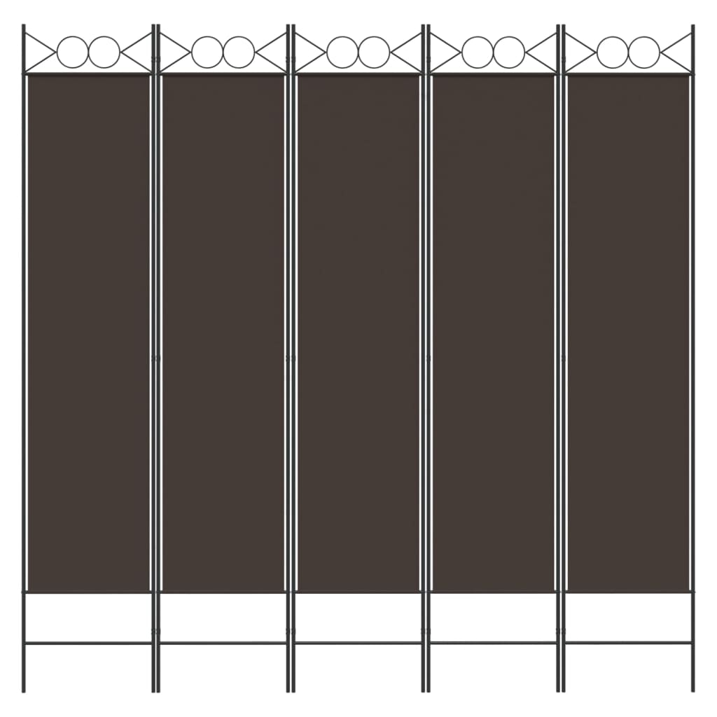 5-Panel Room Divider Brown 200x200 cm Fabric