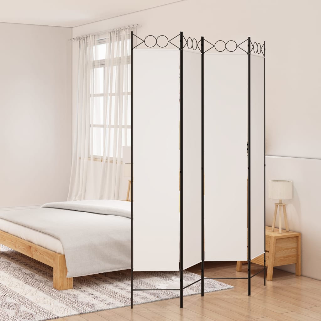 4-Panel Room Divider White 160x220 cm Fabric