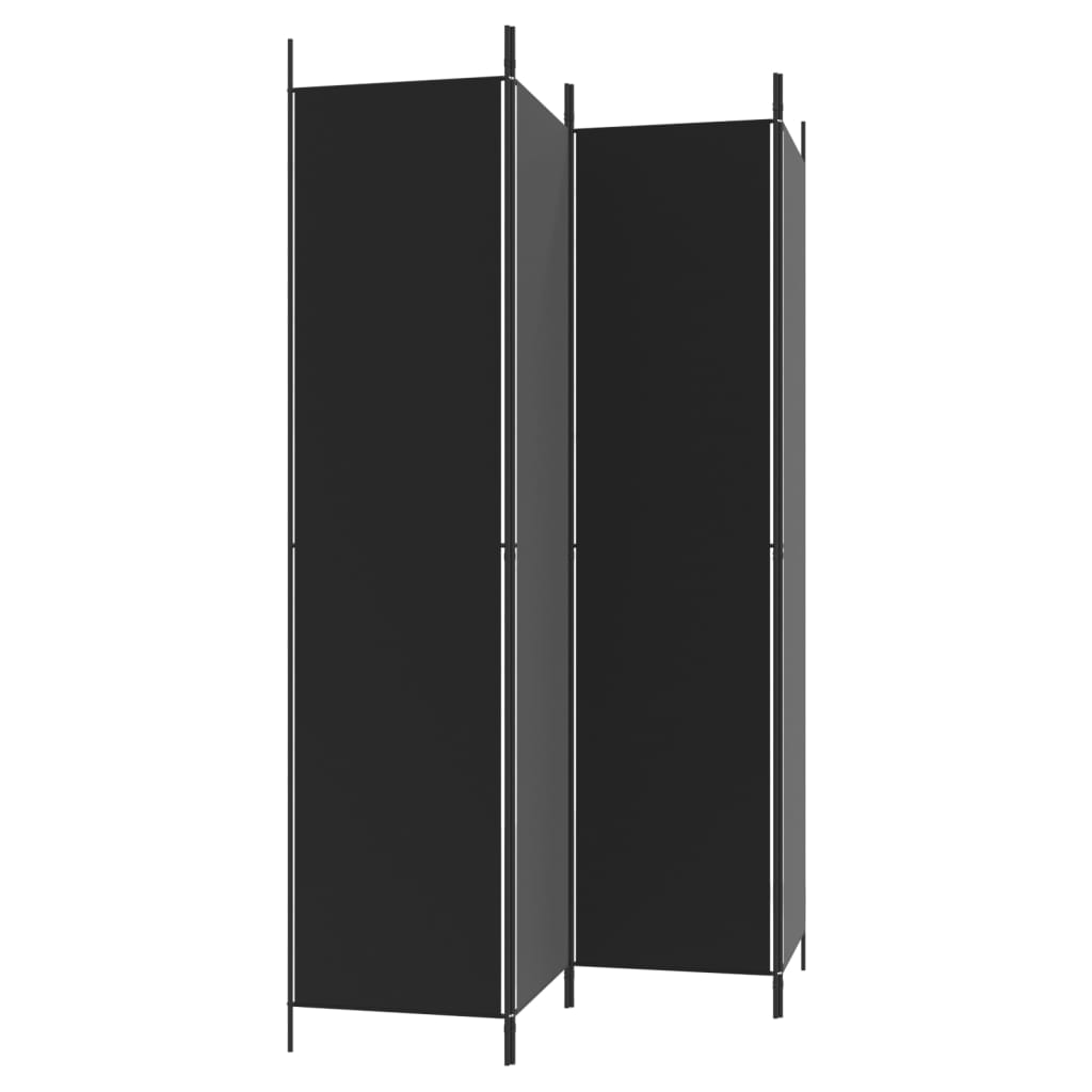 4-Panel Room Divider Black 200x220 cm Fabric