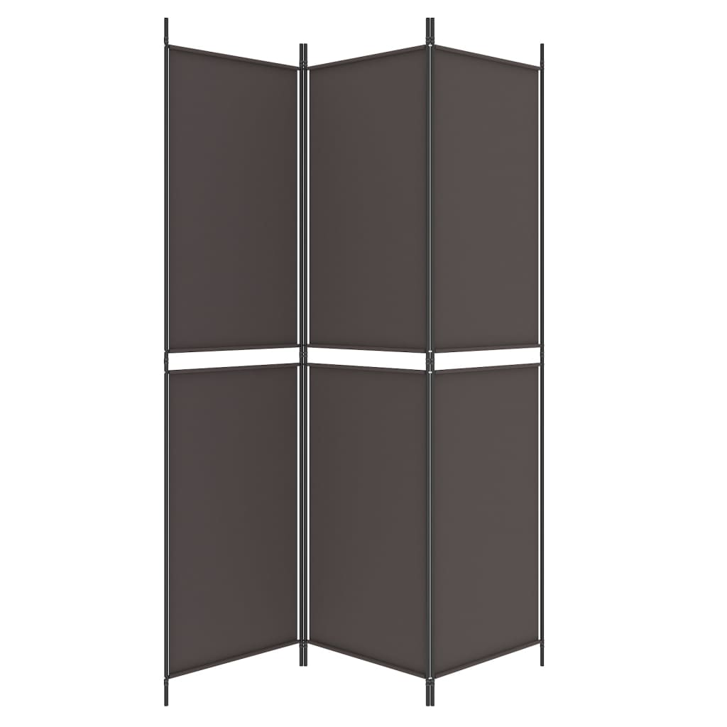 3-Panel Room Divider Brown 150x200 cm Fabric