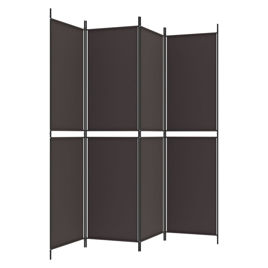 4-Panel Room Divider Brown 200x200 cm Fabric