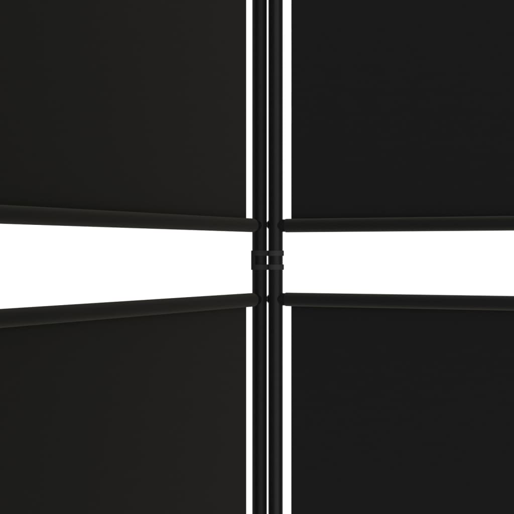 5-Panel Room Divider Black 250x200 cm Fabric