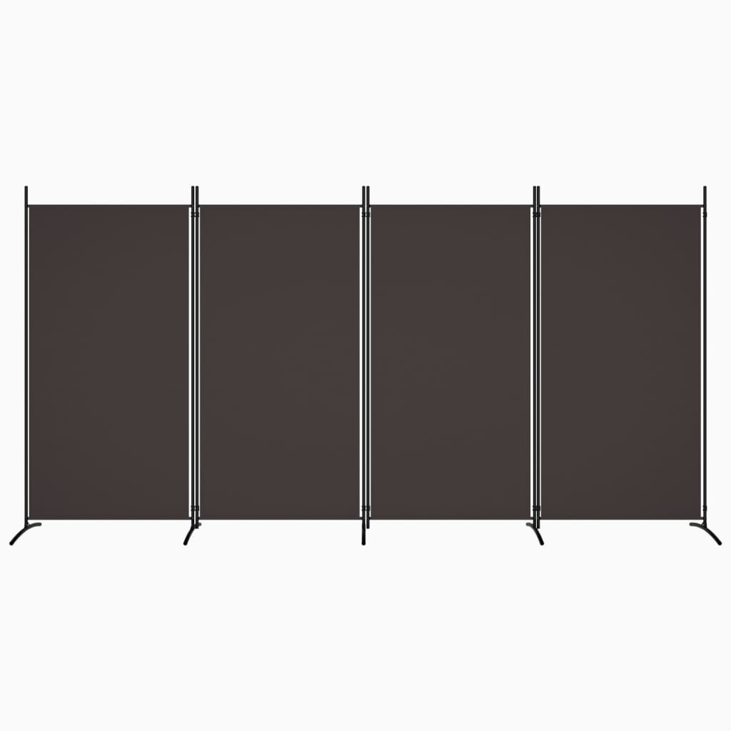 4-Panel Room Divider Brown 346x180 cm Fabric