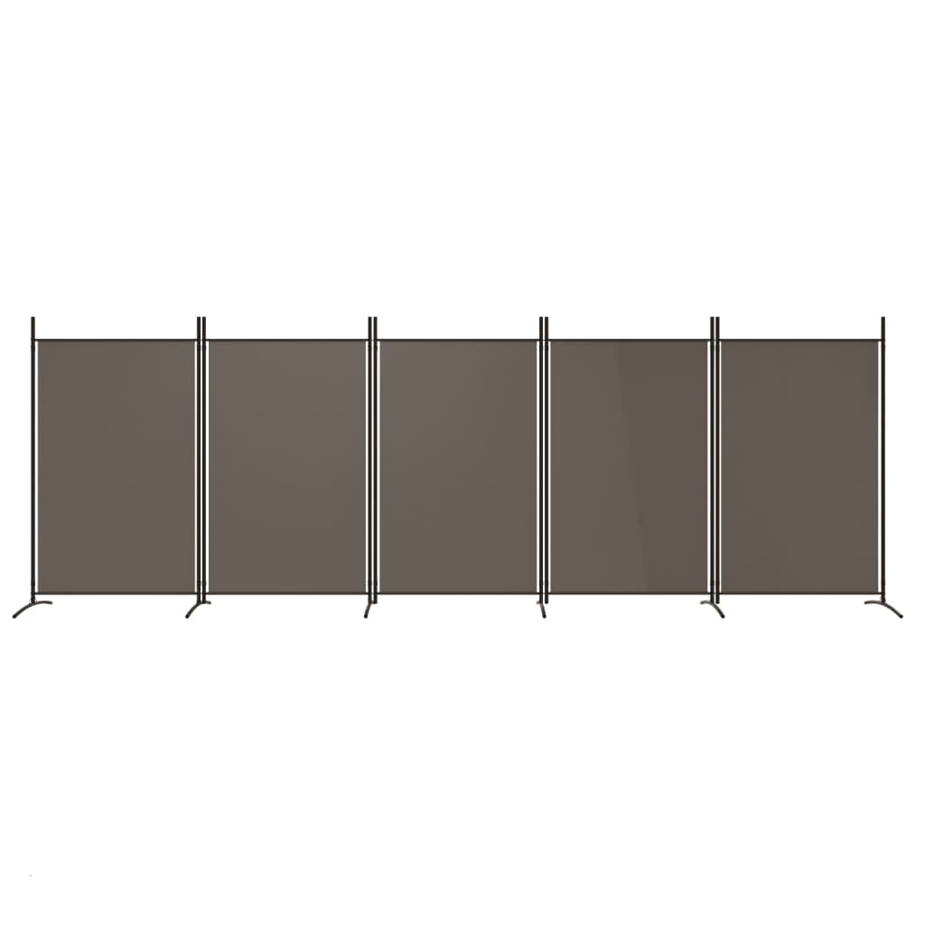 5-Panel Room Divider Anthracite 433x180 cm Fabric