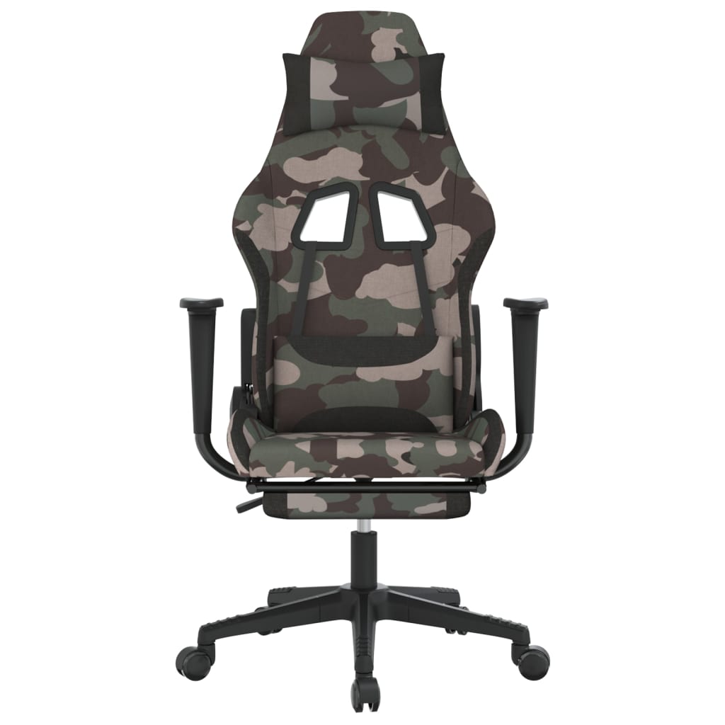 Gaming Chair with Footrest Camouflage and Black Fabric