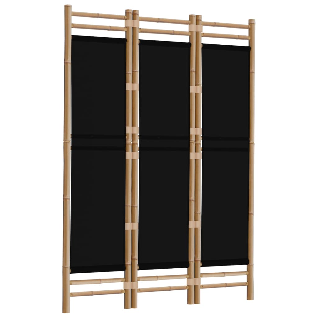 Folding 3-Panel Room Divider 120 cm Bamboo and Canvas