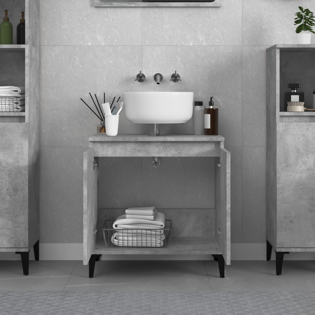 Sink Cabinet Concrete Grey 58x33x60 cm Engineered Wood