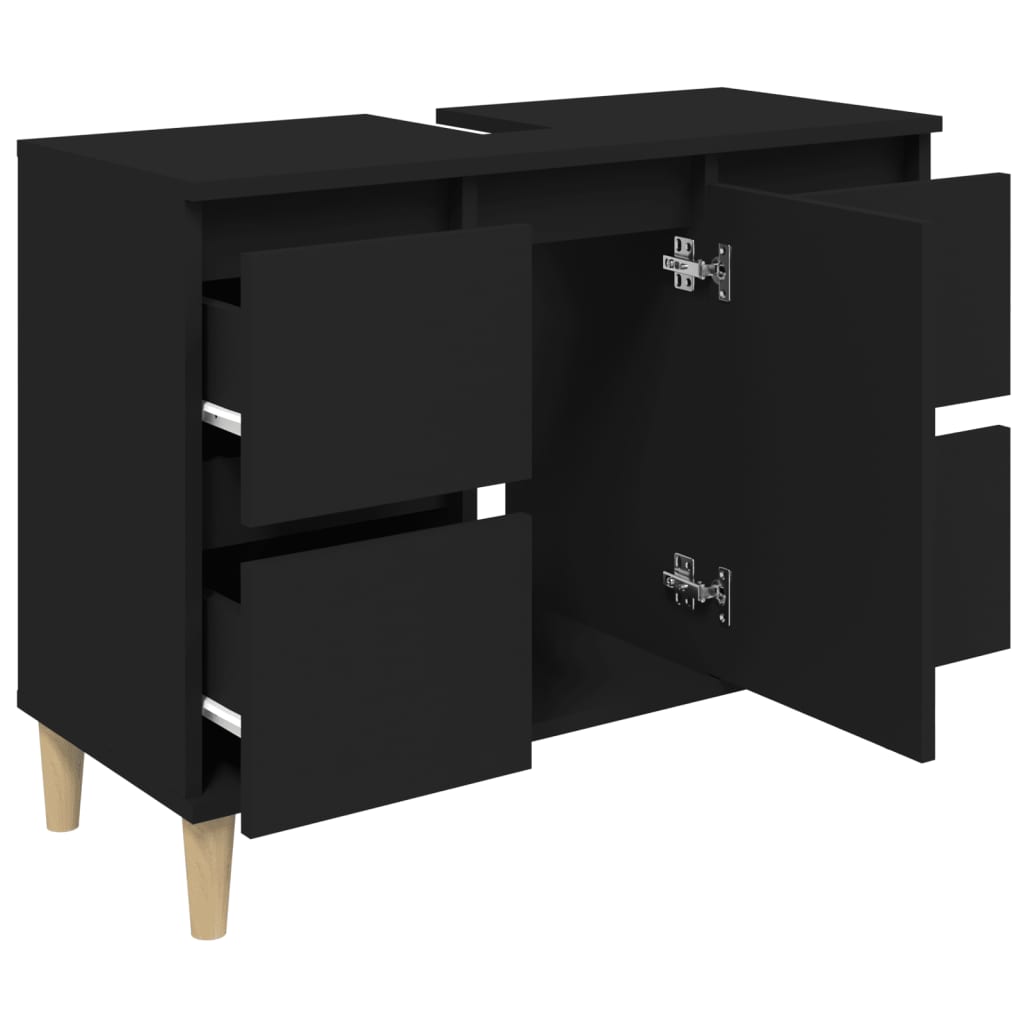 Sink Cabinet Black 80x33x60 cm Engineered Wood