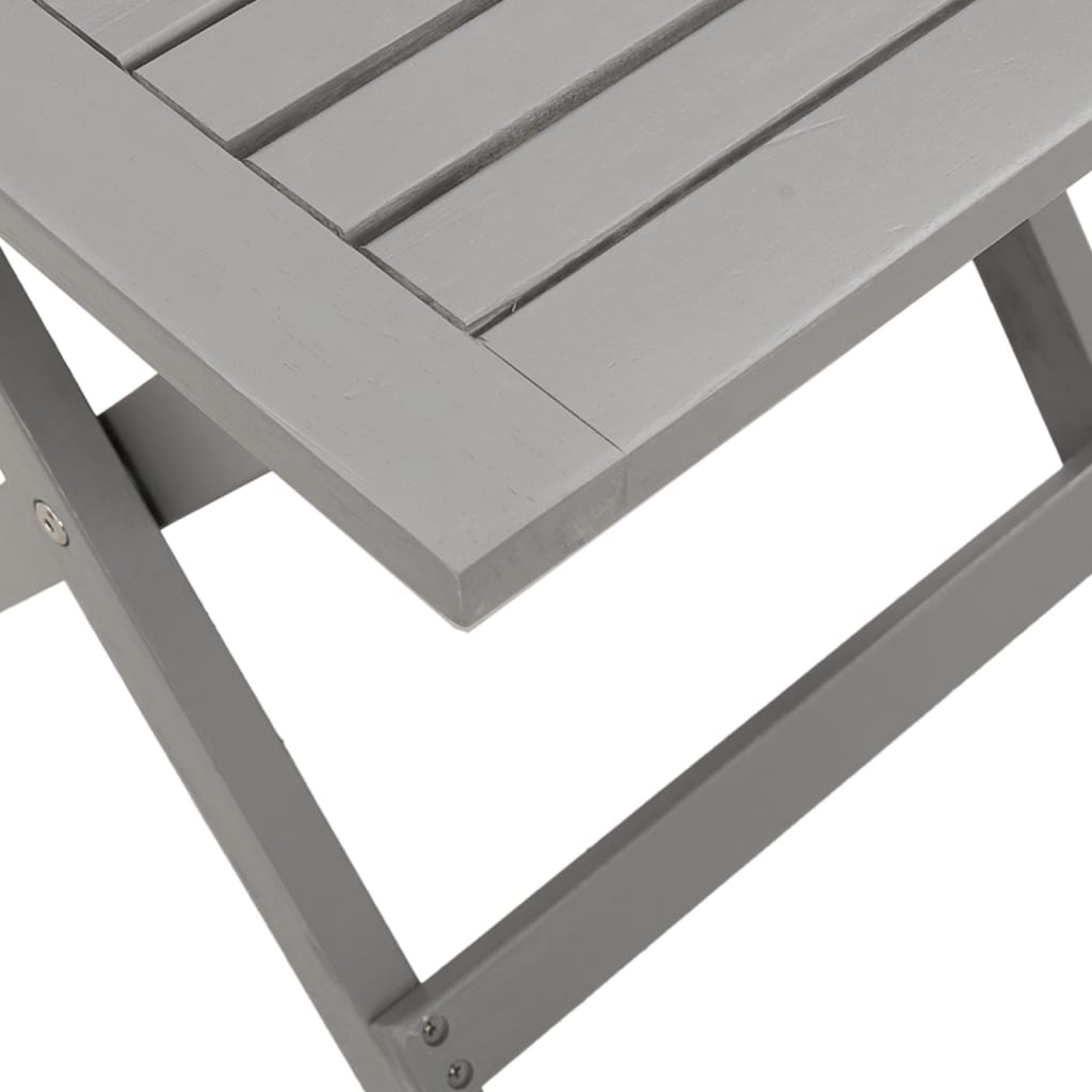 Sun Lounger with Table Grey Solid Wood Acacia